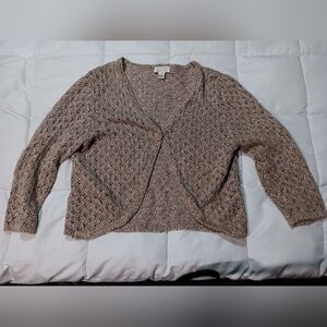 Christopher & Banks - Cropped 3/4 Sleeve Cardigan - Beige - Small